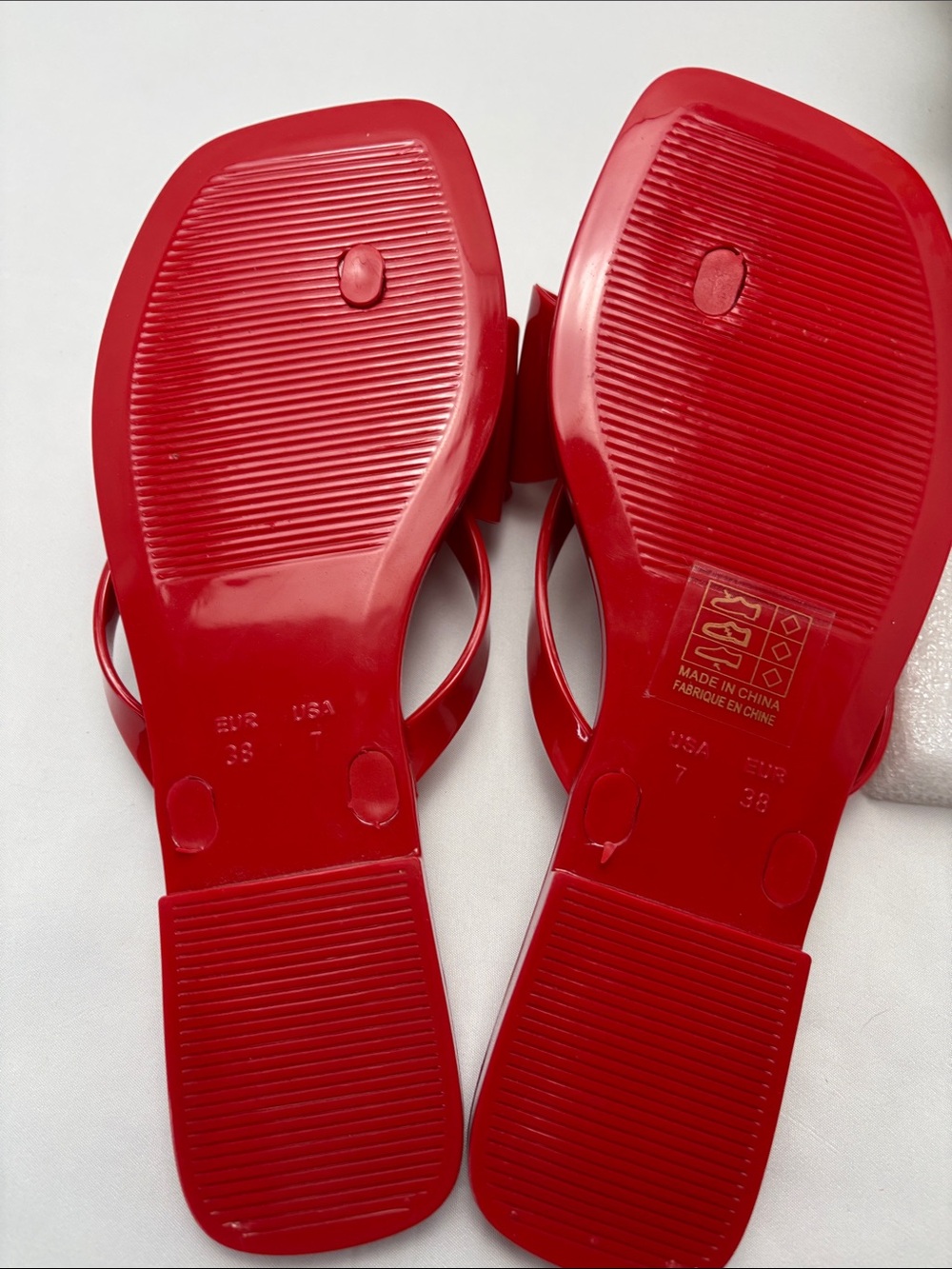 Jeffrey Campbell Women’s 7 Glossy Red Jelly Flip Sandals #707 - Picture 8 of 13